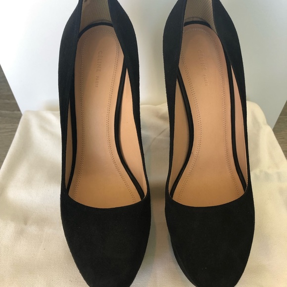 Celine Black Platform chunky heal blk suede - Picture 4 of 7